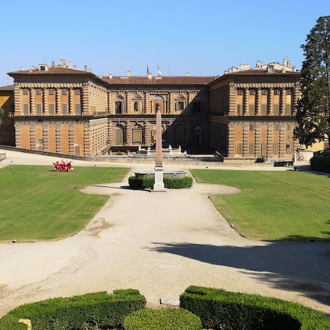 Stop by the grand Pitti Palace, just a three-minute walk away