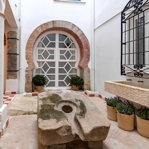 Admire the Arabian influenced courtyard
