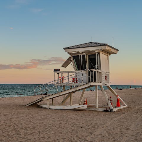 Head to Fort Lauderdale Beach for an afternoon of sun and sand, a three-minute walk away