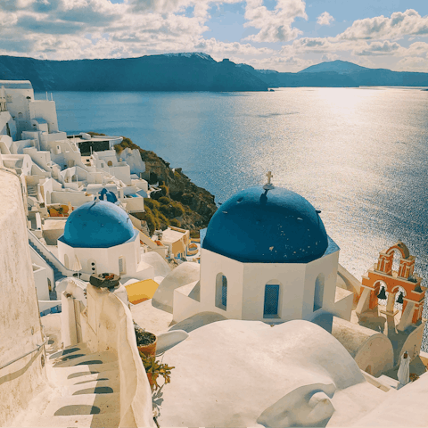 Explore Santorini and its characteristic whitewashed towns – you're a short drive from Fira and Oia