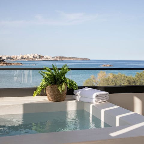 Cool down in your private plunge pool overlooking the sea