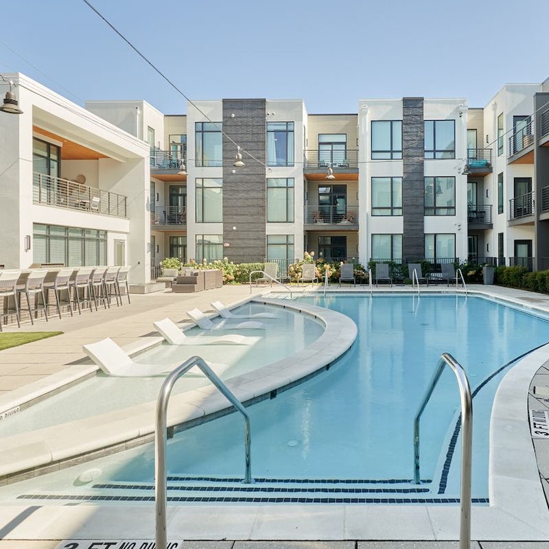 Take a refreshing afternoon dip in the communal pool