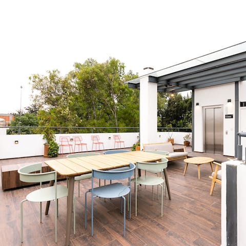 Sip margaritas on the shared roof terrace