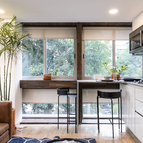 Tackle a spot of work in the stylish co-working space with serene views