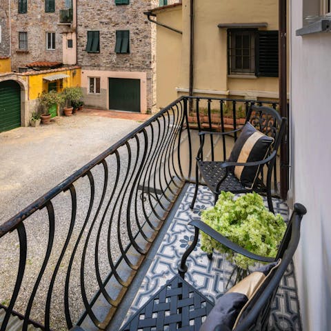 Sip your morning coffee on the private balcony