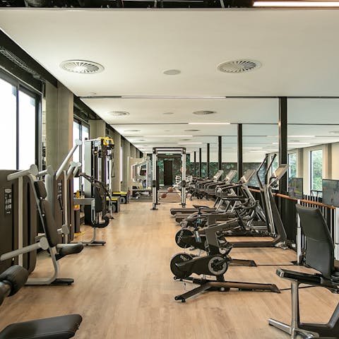 Start the day with an invigorating workout in the shared gym or yoga studio