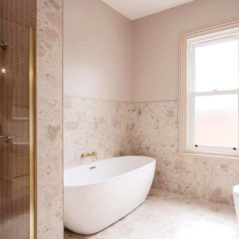 Indulge in a soak by adding a sprinkle of the provided salts to your bath