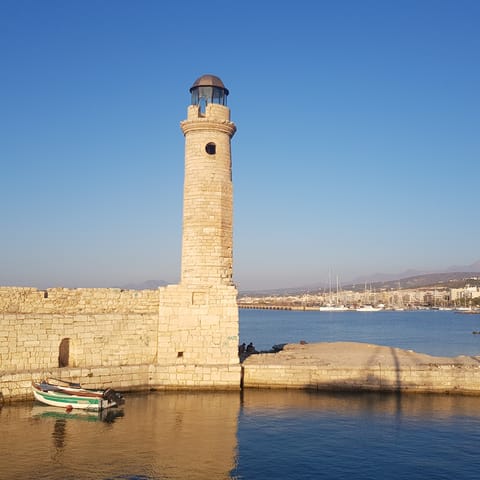 Explore nearby vibrant Rethymno and its Fortezza Venetian Castle 