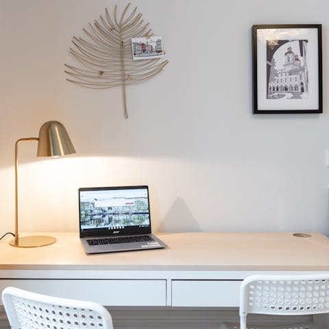 Catch up on work at the bedroom's dedicated desk space