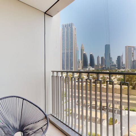 Take in the built-up skyline from your private balcony