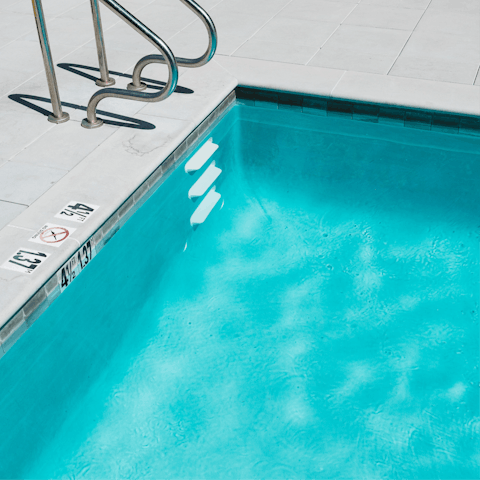 Cool off on hot days with a dip in the shared swimming pool