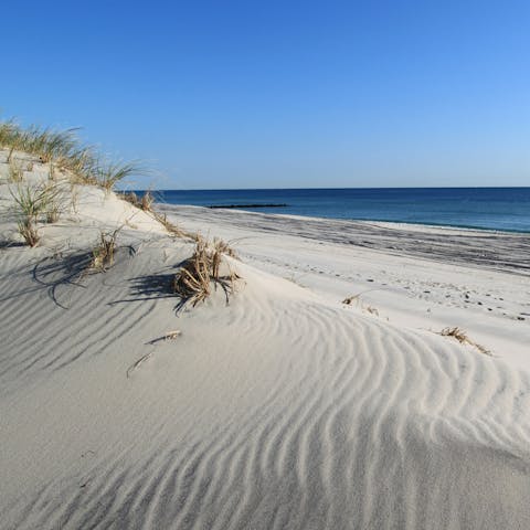 Visit the warm sandy beaches of East Hampton, a ten-minute drive