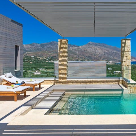 Laze the day away floating in the pool and admiring the stunning views