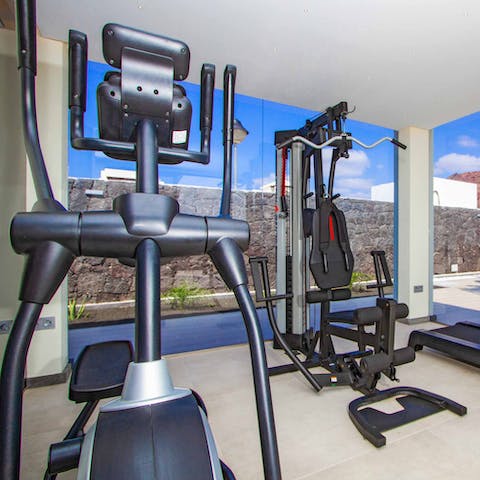 Stay active at the villa's private gym