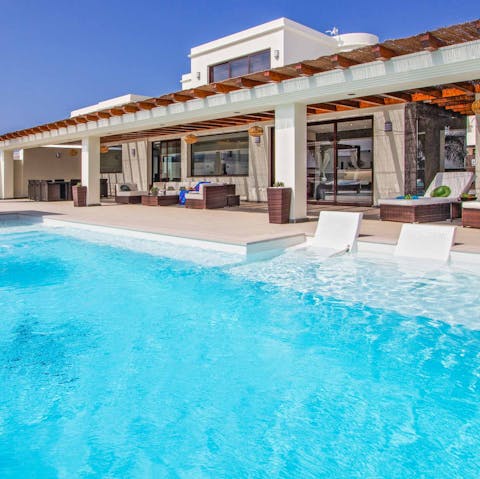 Make waves in the private swimming pool