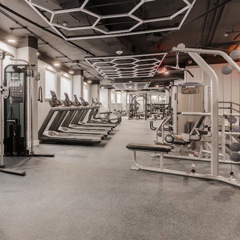 Start your day right and head to the nearby fitness centre for a gym session – you have free access