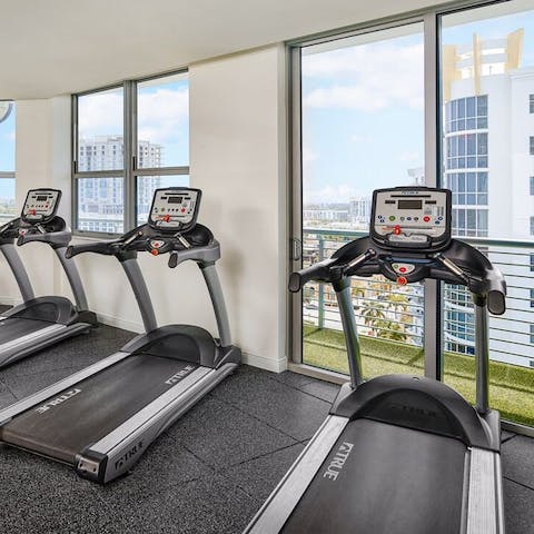 Work out in the on-site gym or enjoy a jog along the waterfront
