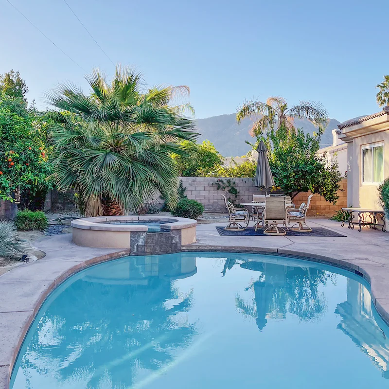 Cool off in the swimming pool and admire the mountain views