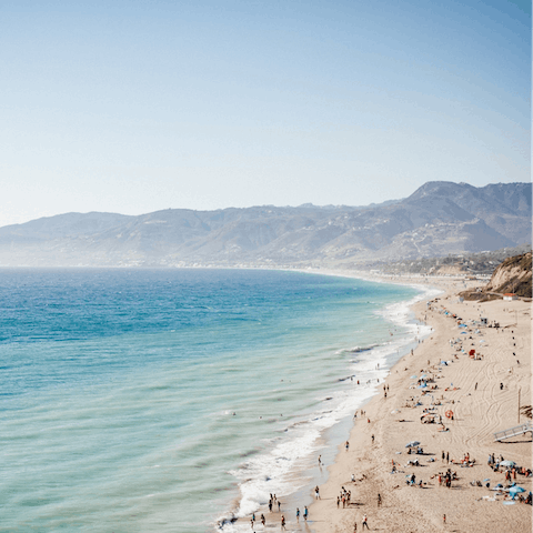 Hit the beach –⁠ Malibu's coastline is a ten-minute drive away