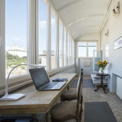 Get some work done in the light-filled study room