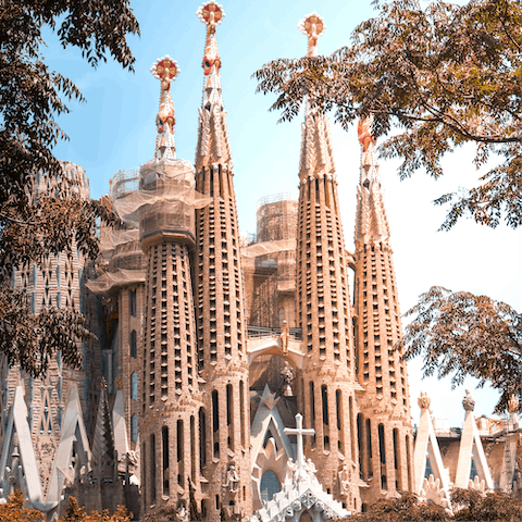 Marvel at Gaudi's spectacular Sagrada Familia, a five-minute walk away