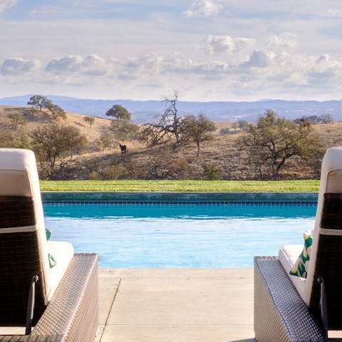 Swim in a pool with sublime views over the rolling hills 