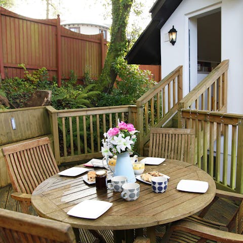 Look forward to a spot of cream tea on the decking