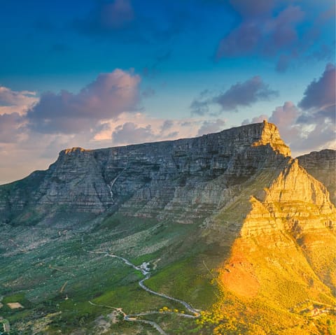 Ascend Table Mountain by cable car to admire the sprawling city views, it's a short drive away