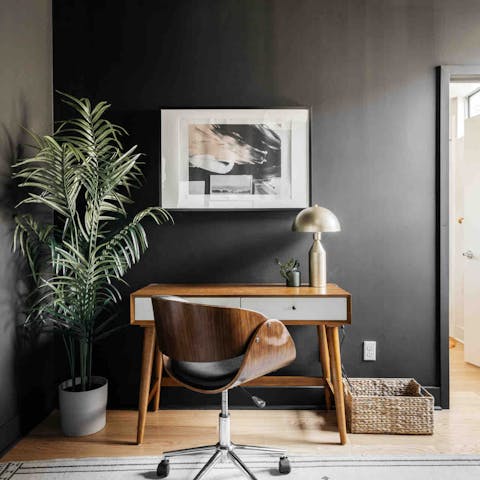 Catch up on work while you're away at the stylish study desk area