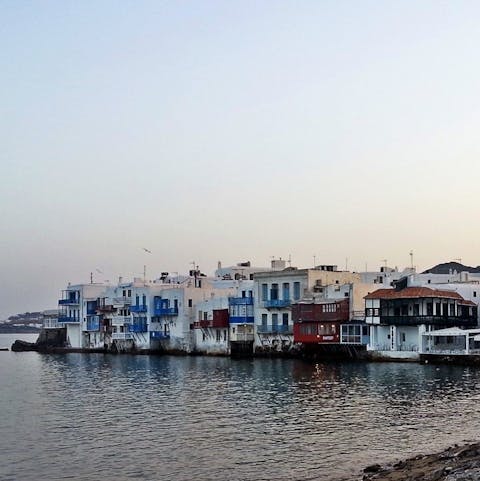 Make the ten minute drive to Mykonos Town for a sunset cocktail