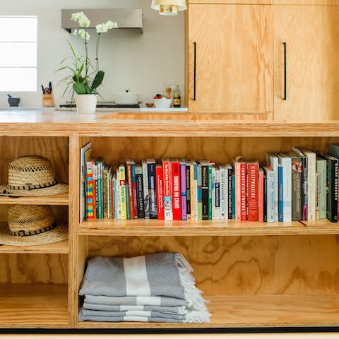 The host's book collection