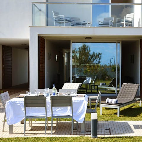 Set up for sunny lunches on the private terrace