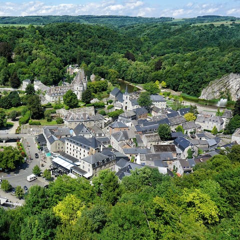 Stay 3km north of Durbuy, a Medieval town with winding cobbled streets