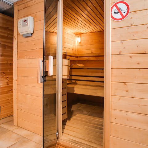 Relax your muscles and unwind in the sauna