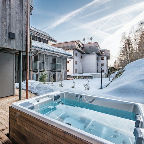 Unwind in the jacuzzi after a day on the mountains