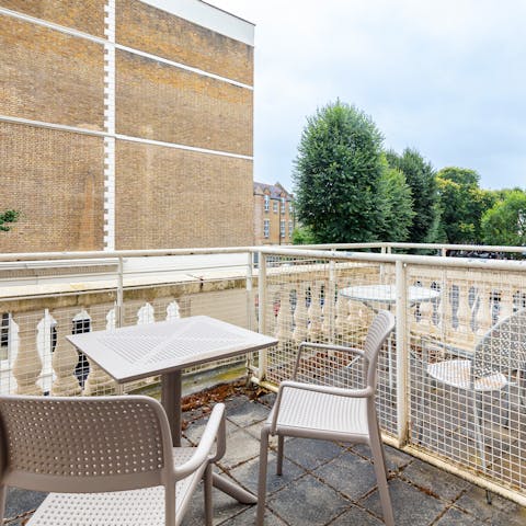 Enjoy your morning cuppa on the balcony 