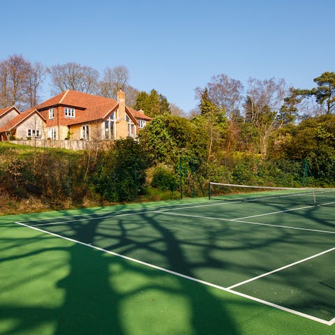 Take your racquets out to the large private tennis court