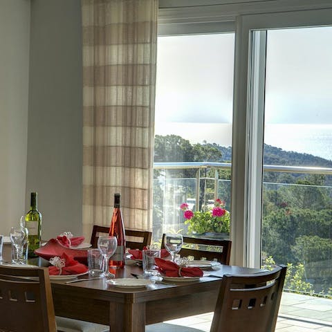 Feast your eyes on sea views as you enjoy tapas around the table