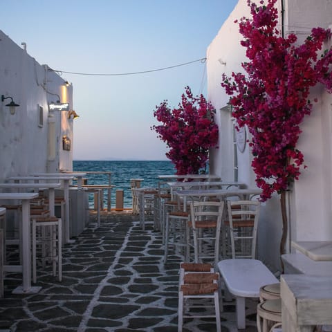 Explore the idyllic seaside town of Paros, Naousa is just a five-minute drive away