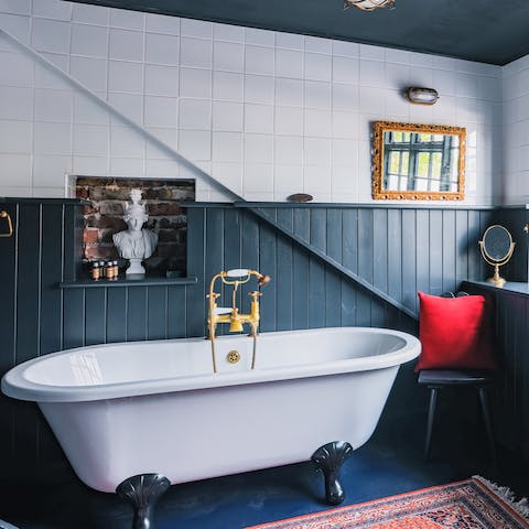 Soak in the freestanding tub after a long day exploring the coasts of Kent