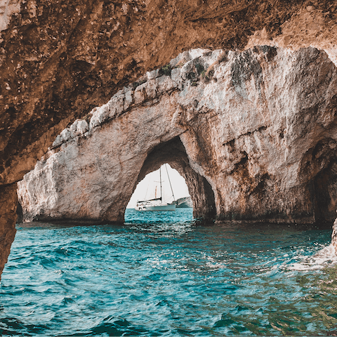 Set sail on the Ionian Sea and explore the Blue Caves