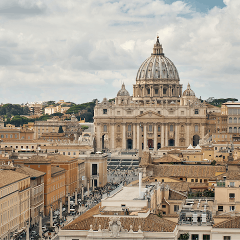 Stay right next to the Vatican City, home to one of the largest art collections in the world