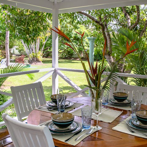 Have your meals on the verandah, overlooking the garden