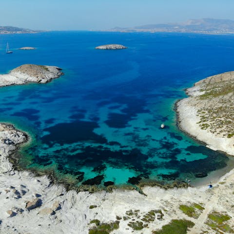 Hop on a local ferry to the tranquil island of Antiparos, just half an hour away