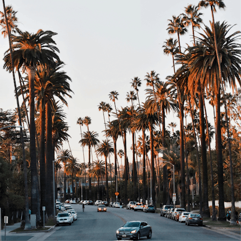 Explore the glitz and glamour of Beverly Hills, just five minutes away by car