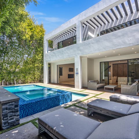 Swim in the private pool to cool off in the Los Angeles heat