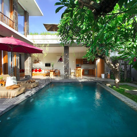 Cool off from the heat in the private pool 