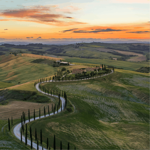 Follow hiking trails and explore Tuscany's beautiful countryside 