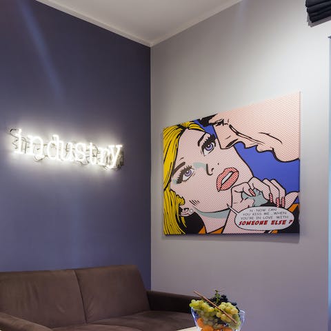 Enjoy the quirky Pop Art-inspired decor