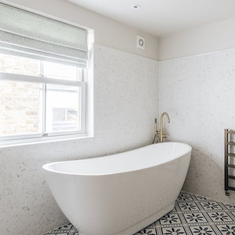 Have a long soak in the freestanding bath after exploring London